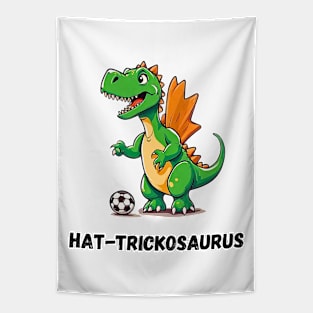 Hat-trickosaurus Dino Playing Soccer Tapestry