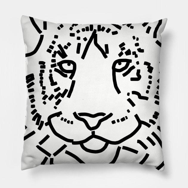 Tiger Minimal Outline Pillow by ellenhenryart