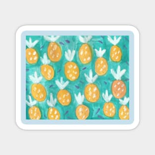 Pineapple Watercolor Pattern Magnet