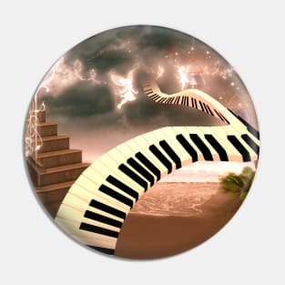 Wonderful curved piano on the beach Pin