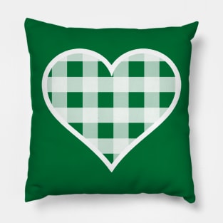 Forest Green and White Buffalo Plaid Heart Pillow