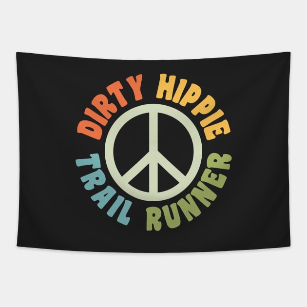 Dirty Hippie Trail Runner Peace Sign Trail Running Tapestry by PodDesignShop