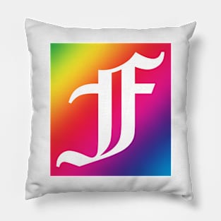 Rainbow White Letter F Pillow