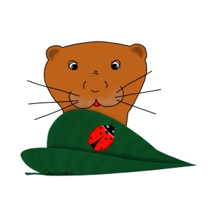 Oliver The Otter Studies a Ladybug T-Shirt