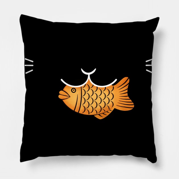 Cat Having Golden Taiyaki Pillow by Episodic Drawing