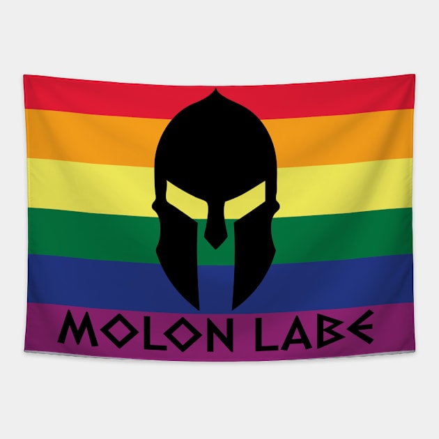 Rainbow Flag Molon Labe Tapestry by Operation Blazing Sword