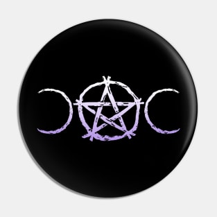 Wiccan & Pagan Nature Twigs Pentacle Triple Moons Pin