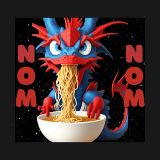 Nom Nom Dragon Eating Spaghetti T-Shirt