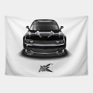 dodge challenger demon black Tapestry