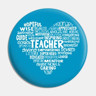 Teacher Heart Word Cloud Pin