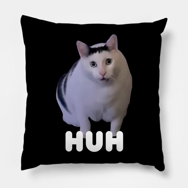 Huh Cat Meme Pillow by LaroyaloTees