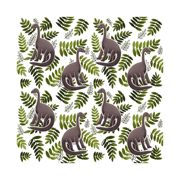 Modern Dinosaur Pattern - Olive Green by monitdesign