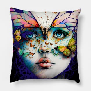 Butterfly Princess No. 2: Perfection is Overrated on a Dark Background Pillow