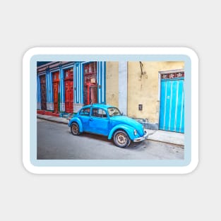 Blue Car On Streets Of Havana, Cuba Magnet