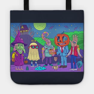 Spooky Halloween Creatures Cartoon Illustration Tote