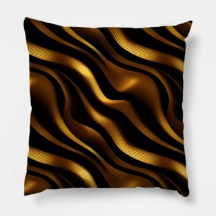 Golden Harmony: Abstract Stripes in Luxe Gold Pillow