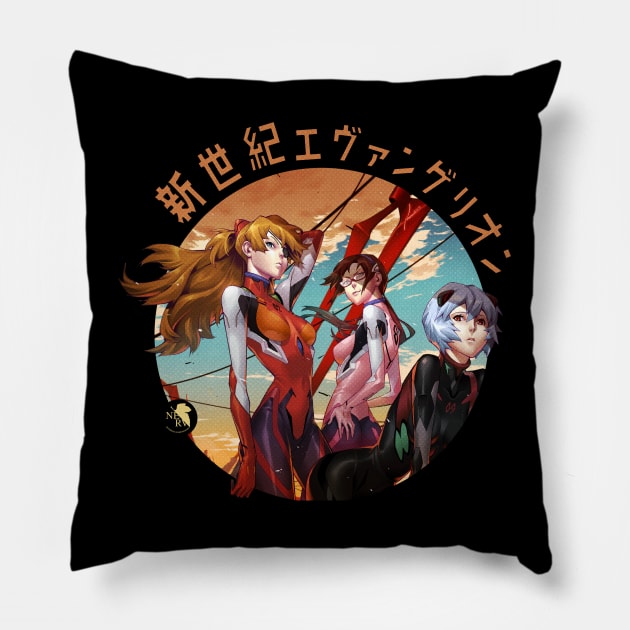 Evangelion Girls Pillow by seanartzy