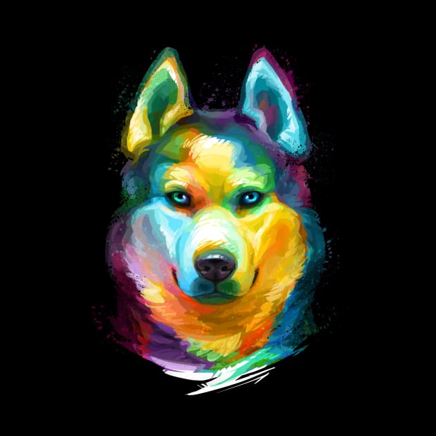 Siberian Husky Colorful Portrait by stonemask