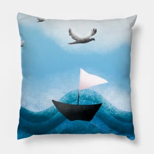 Boat in the sea Pillow