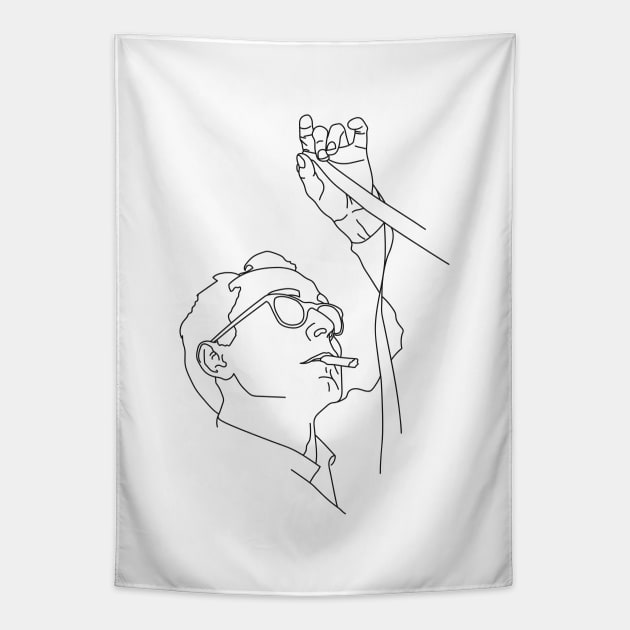 Jean-Luc Godard minimal line drawing Tapestry by frndpndrlc