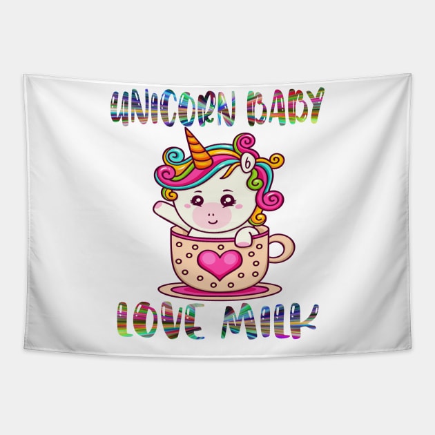 unicorn baby love milk Tapestry by SILVER01