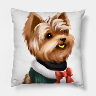 Cute Yorkshire Terrier Drawing Pillow