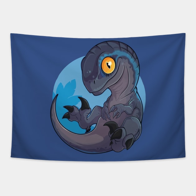 Blue: The Resting Velociraptor Tapestry by WorldDinosaurs