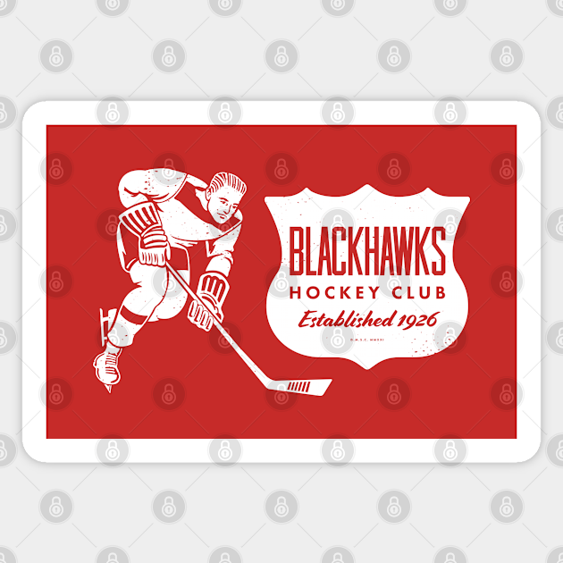 Vintage Hockey - Chicago Blackhawks (White Blackhawks Wordmark) - Chicago Blackhawks - Sticker