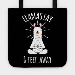 Llamastay 6 Feet Away Funny Llama Social Distancing Shirt Tote