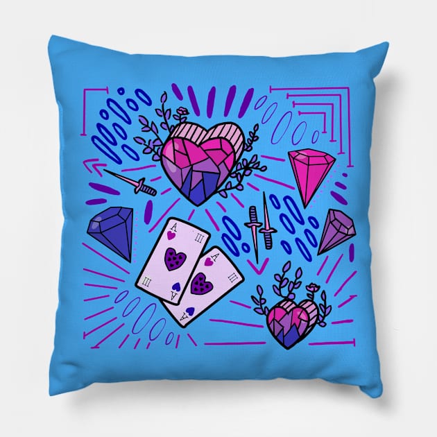 Pink! Purple! BLue! Pillow by DamageTwig