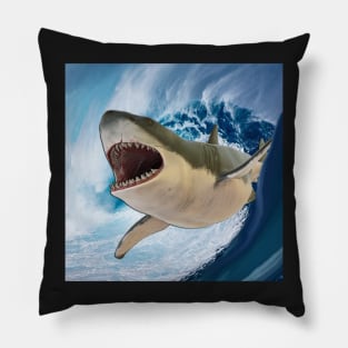 Shark Graphic Art Jumping Out of Ocean Wave Gifts Pillow