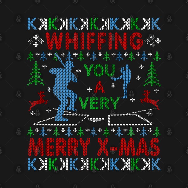 Baseball Fan Baseball Pitcher Funny Ugly Christmas Sweater Pattern Whiffing You a Merry Christmas by TeeCreations