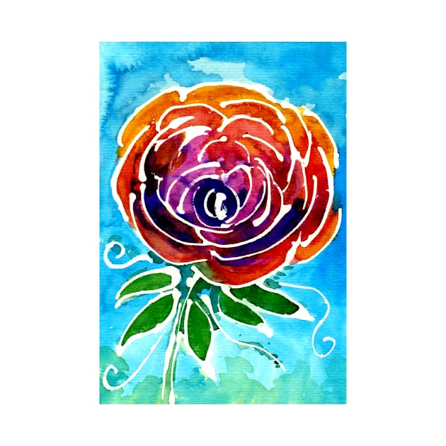 Abstract Watercolor Rose by ZeichenbloQ