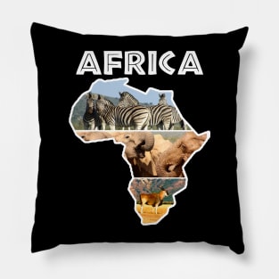 African Wildlife Continent Collage Pillow