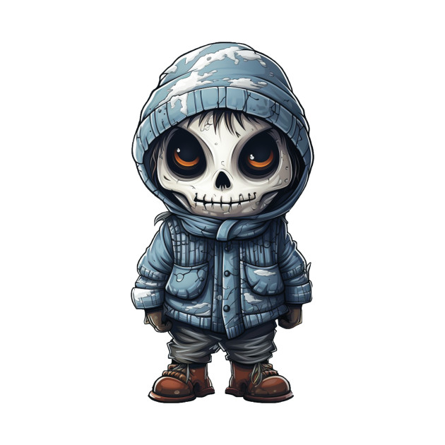 A figure of a ghastly boy in a halloween mask ! snow ! by maasPat