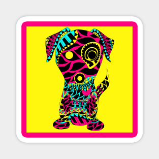 the tribal aztec dog in ecopop pattern Magnet