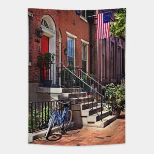 Philadelphia PA - Bicycle In Front of Philadelphia Brownstone Tapestry