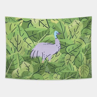 Emu Bird in Leaves Tapestry