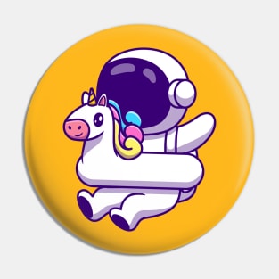 Cute Astronaut Wearing Unicorn Swimming Tires Pin