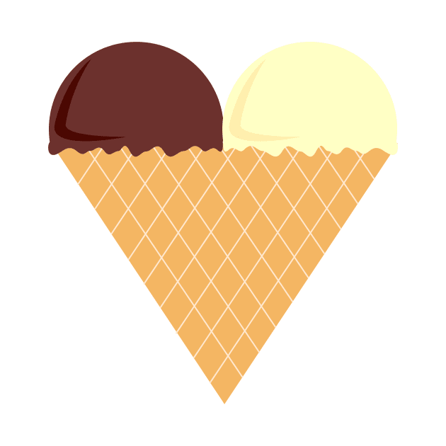 Chocolate And Banana Love Heart Ice-Cream Digital Art | Melanie Jensen Illustrations by illusima