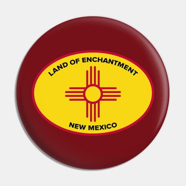 New Mexico NM Land of Enchantment Yellow Oval Pin by TGKelly