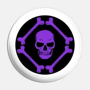 Skull and bones pattern purple & black Pin