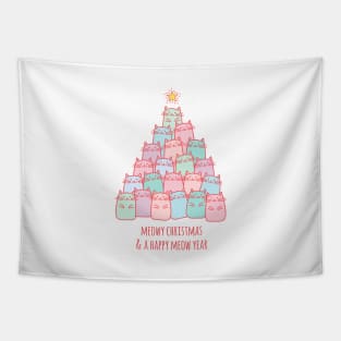 Cute cats Christmas tree Tapestry