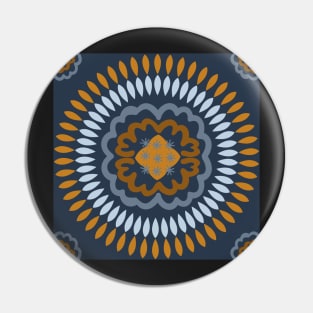 Navy and Mustard Mandala Pin