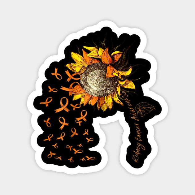 Kidney Cancer Awareness Sunflower Magnet by Barnard