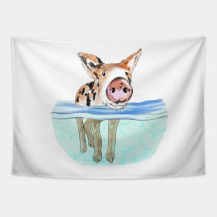 Bahamas Floating Swimming Piglet Tapestry