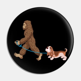 Bigfoot Dog Walk Basset Hound - Sasquatch Dog Lovers Pin