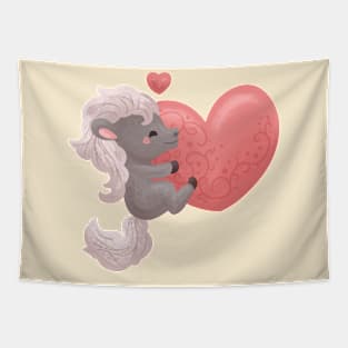 Horse Hugging a Big Heart Tapestry