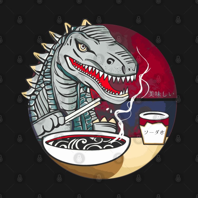 Ramen noodles loving dinosaur by jen28