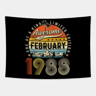 Awesome Since February 1988 Vintage 35th Birthday Tapestry